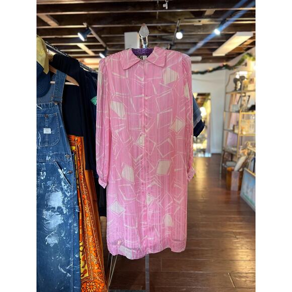 Vintage Nat Kaplan Couture Pink Silk Dress - Size L - Picture 3 of 7